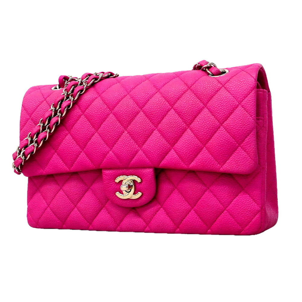 Chanel Matelassé Shoulder Bag, Double Flap, Chain, Caviar Leather, Pink, Wome...